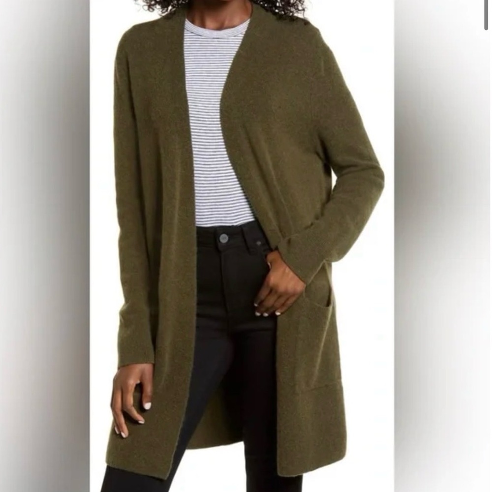Madewell Army Green Open Cardigan